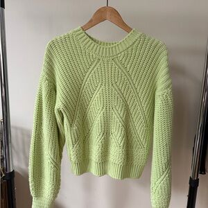 Topshop Electric Green Crew Neck Sweater